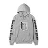 Attack on Titan Freedom Wings Hoodie Unisex Fleece Sweatshirt Survey Corps Logo Gothic Vertical Text Both Sleeves Autumn Winter Pullover