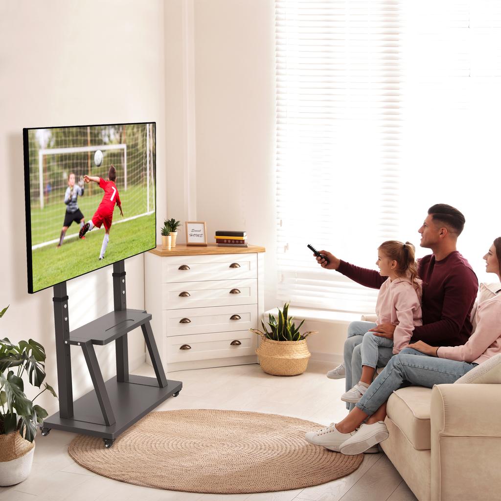 32-100 Inch Tall TV Cart Mobile Floor TV Stand Adjustable Height