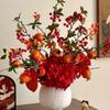 High-End Pomegranate Hydrangea Artificial Flowers for Elegant Living Room Display and Desktop Decoration