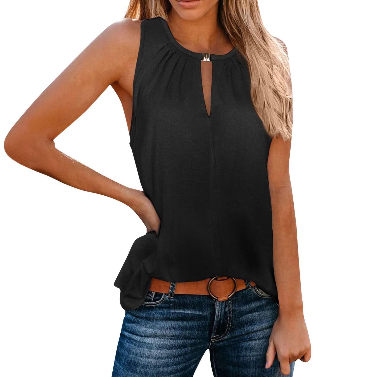 Женский модный элегантный дизайн, весенне-летний, с персонализированной пряжкой, V-образный вырез, цветной жилет L чёрный