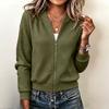 Women's Knitted Zip Front Cardigan Long Sleeve Color Casual Jacket