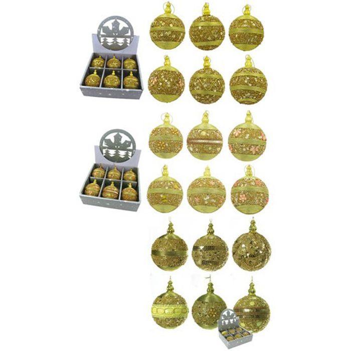 6 boules decorees Or sequins