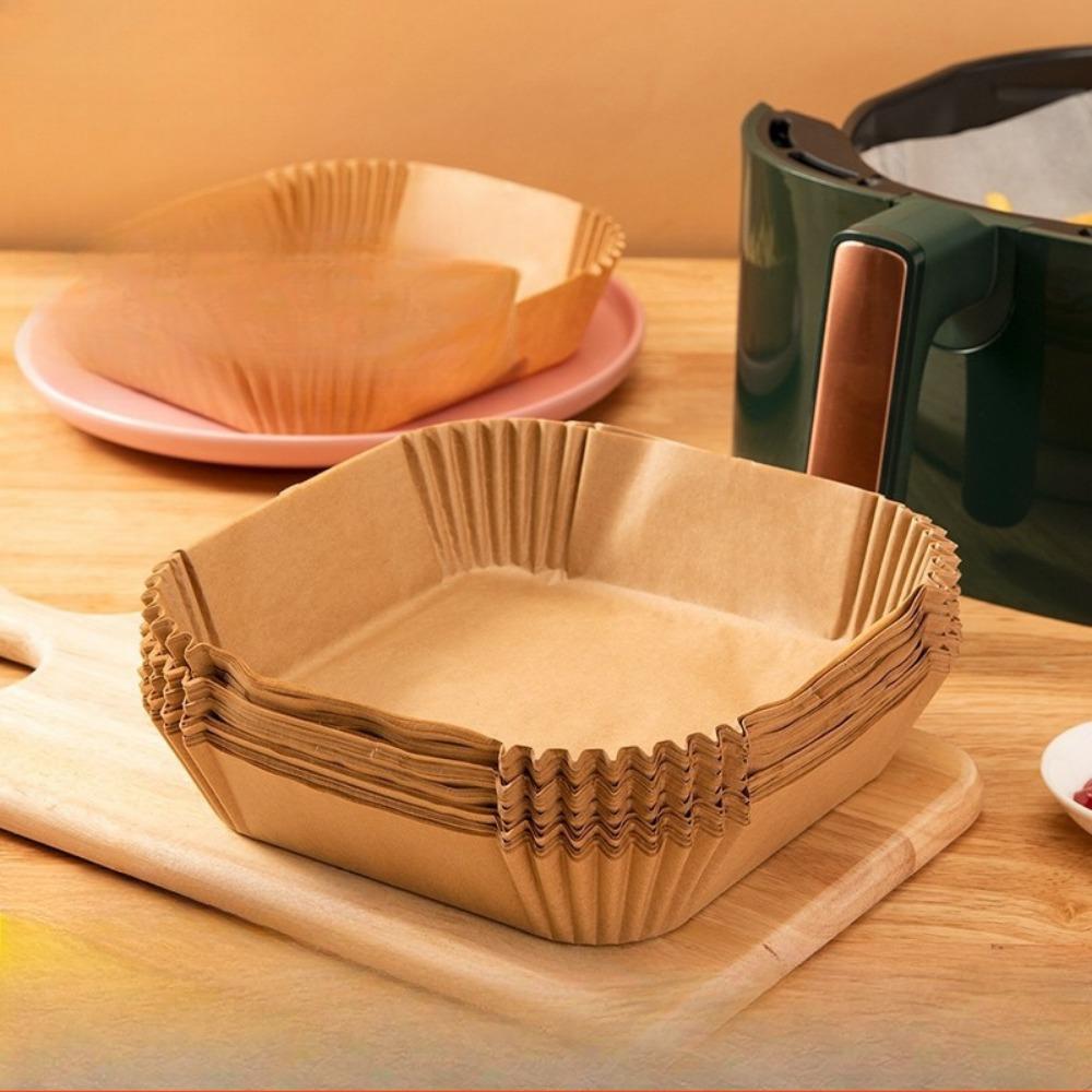 

100PCS of non stick air fryer liner - brown paper for baking, baking, and microwave ovens for healthier cooking, air fryer accessories 16 * 20 * 4.5