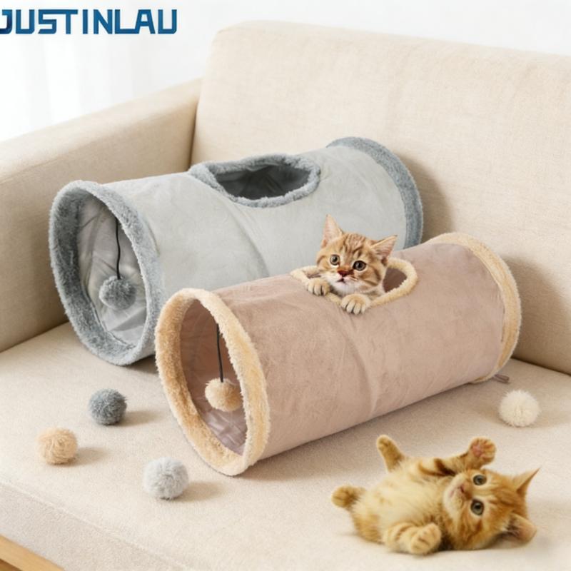 JUSTINLAU Foldable Plush Cat Toy Tunnel Chase Hide Tunnel Puppy Kitten Rabbit Hide-and-seek Indoor Toys Pet Supplies At Home