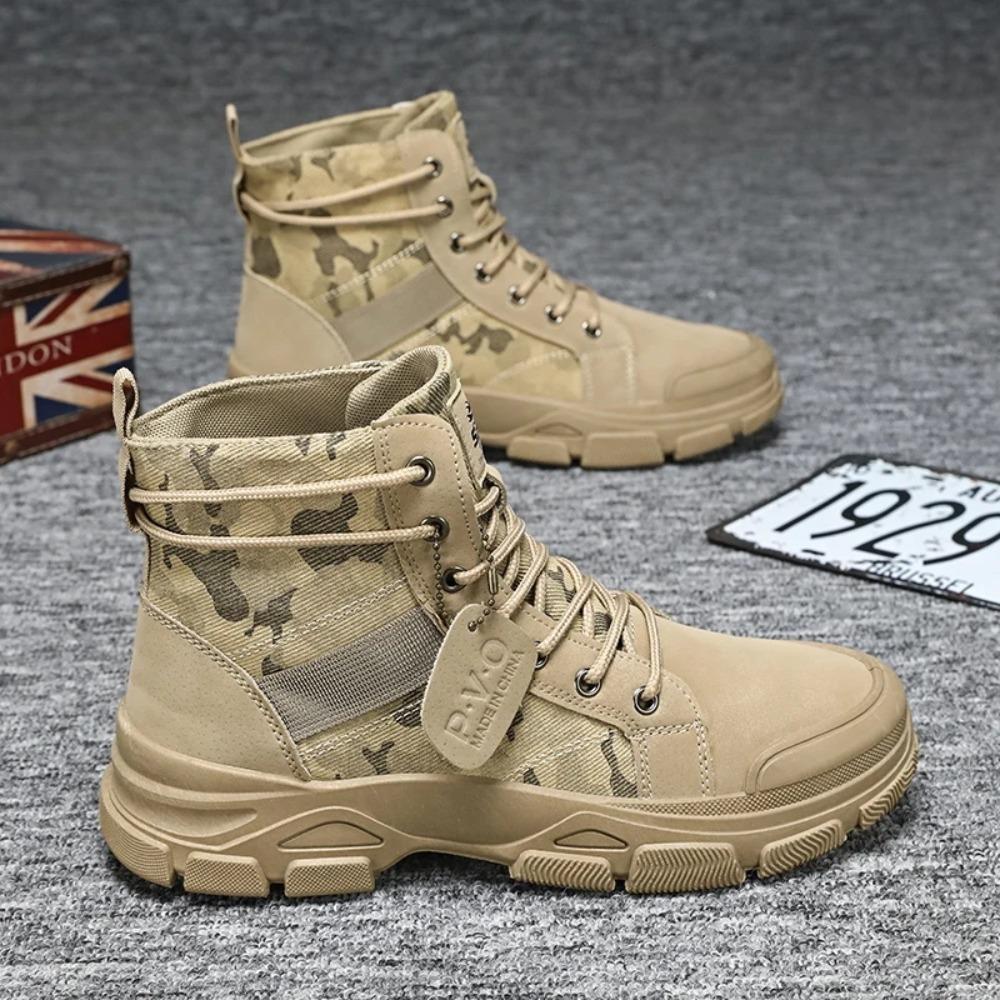 Herren Herbst Camouflage High Top Stiefel Outdoor Arbeitsstiefel Luxusmarken Freizeitsneaker Britischer Stil Dicksohlige Schuhe Wüstenstiefel