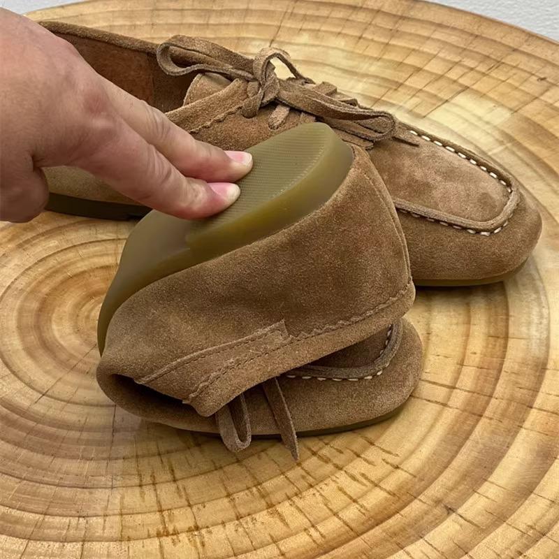 Fashion AIYUQI 2025 Women's Loafers Cow Suede Square Toe Flat Shoes For Women Large Size Shallow Mouth Soft Sole Female Moccasins