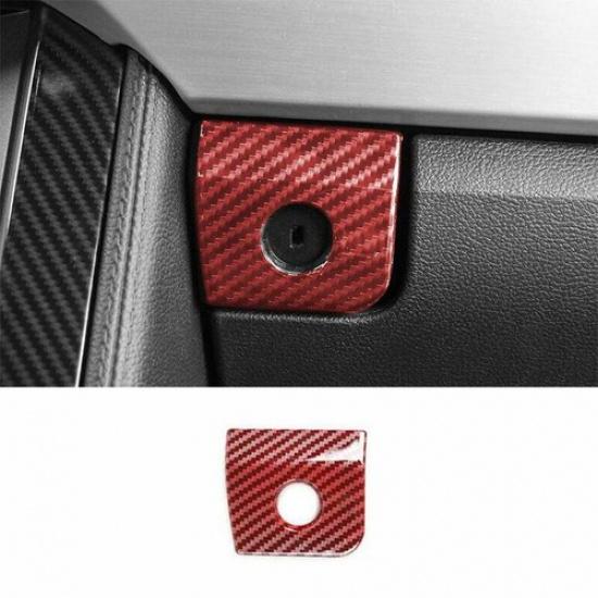 For Ford Mustang 2015-22 Red Carbon Fiber Co-Pilot Glove Boxes Handle Cover Trim