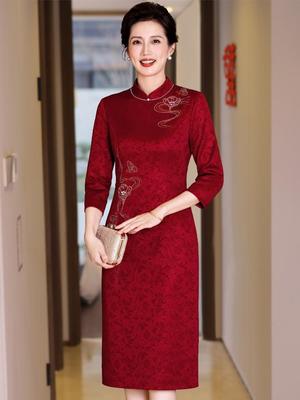 Autumn 2025 Cheongsam Dress for Mother-in-law - Elegant Wedding and Banquet Attire