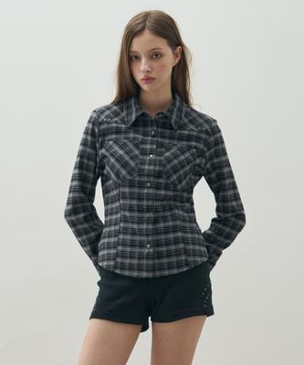 Ledeoli Check Western Slim Shirt [Black]