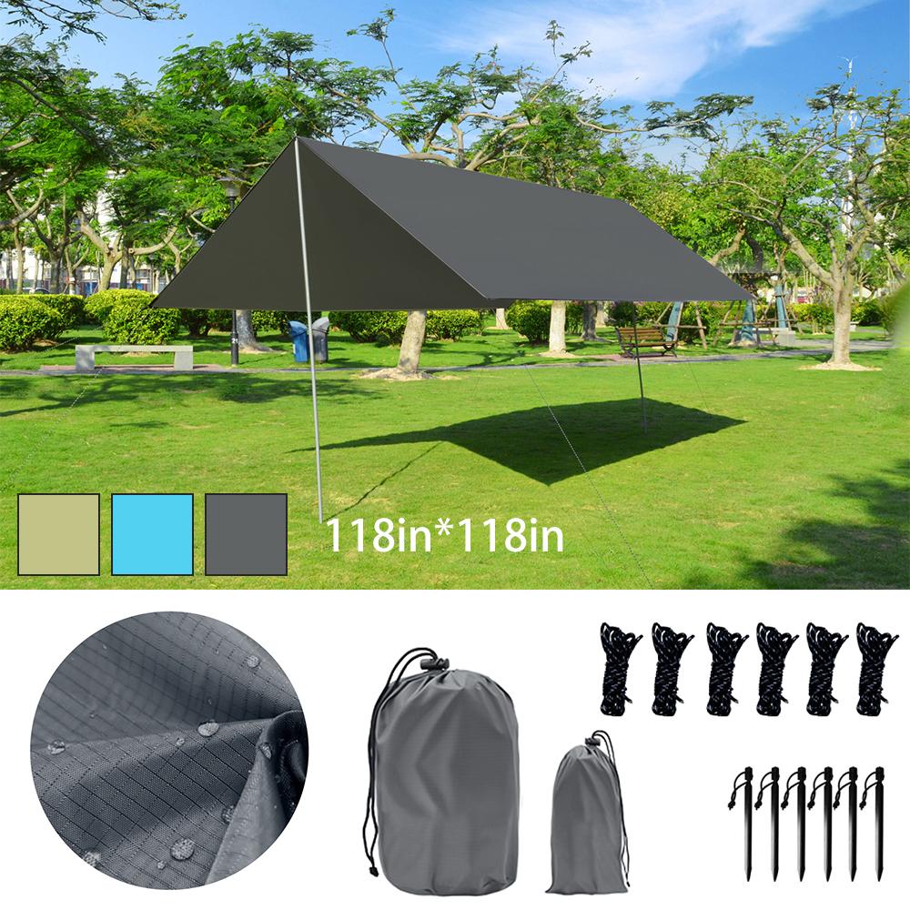 10x10FT Camping Tent Oxford Waterproof Big Space Sun Shelter Ultralight Awning Family Glamping Outdoor Folding Tent for Camping