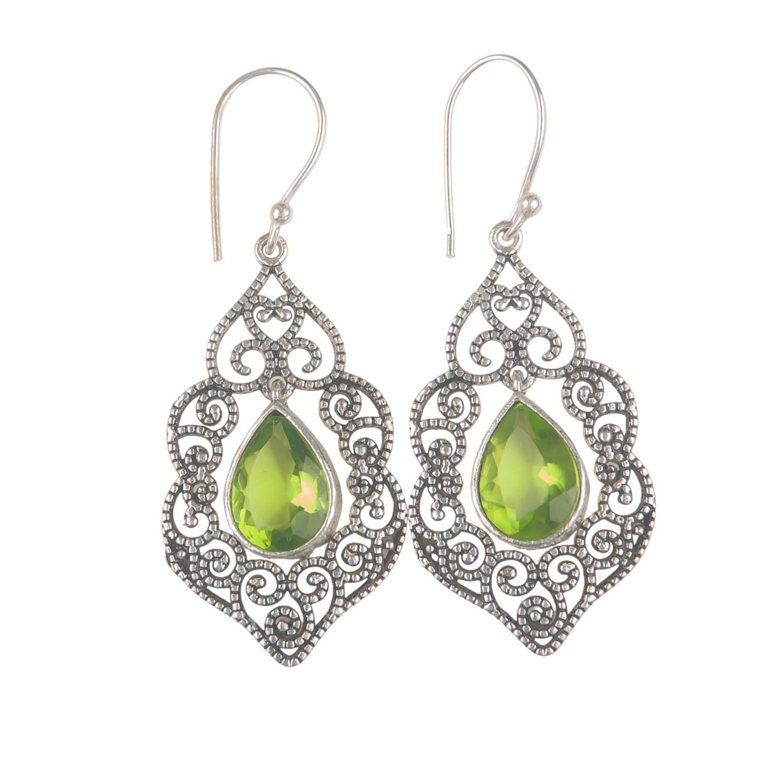 

Хризолит Драгоценный камень Ювелирные изделия из стерлингового серебра 925 ручной работы Серьги-капли 2,33 CE-10-4