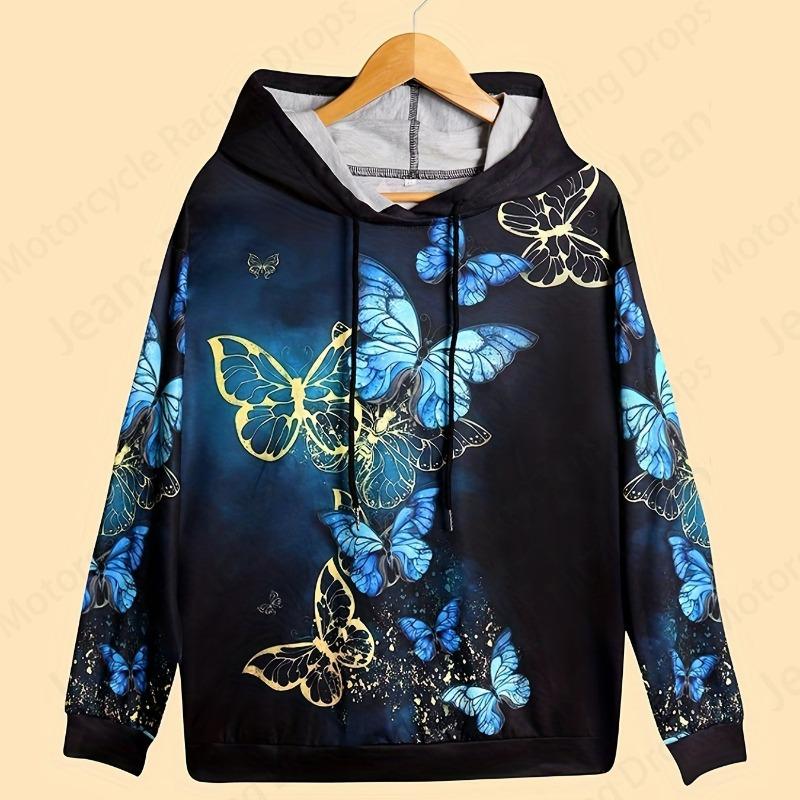 Floral Plant 3d Print Hoodie Women Fashion Oversize Hoodies Women Sweats Butterfly Coat Sweatshirt With Pocket Pullover Sudadera