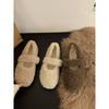 Flat-bottomed Mary Jane Wool Shoes, Seasonal Velvet Cotton Shoes, Single Shoes