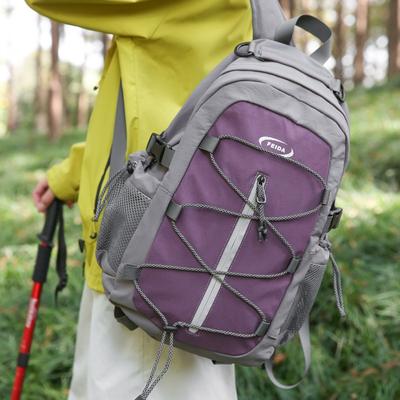 Simple Outdoor Nylon Backpack with Knot Details Multi Mouth Bag Side Mesh Bag Casual Hiking Backpack Suitable for Daily and Outdoor Travel