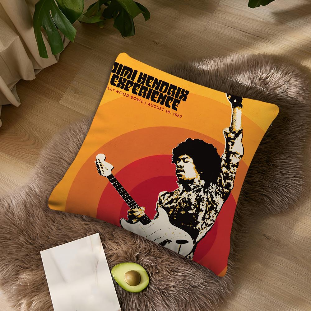 Singer J-Jimi H-Hendrix Cushion Cover Living Room Accent Couch Back Support Square Lounge Restful Nap Companion Pillow Case