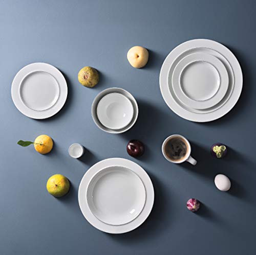 BODUM BLÅ tiefe Teller, 24cm, 4er-Set, Porzellan, Entworfen von Architektin/Designerin Grete Meyer, Mikrowellen-, Ofen-, Spülmaschinen- und Gefrierschrankgeeignet. [Authenti