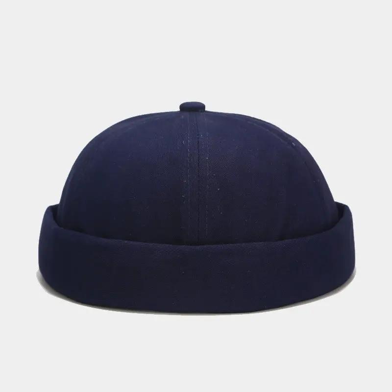 Spring and Summer Cotton Solid Docker Cap Brimless Hat Skullies Beanie Hats Landlord Sailor Cap Men and Women 04