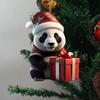 Cartoon Christmas Panda Ornament 2D Xmas Hanging Ornament Car Panda Pendants  Party Supplies