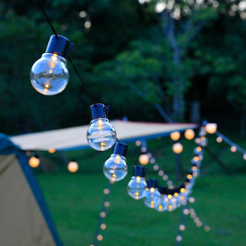 Solar LED G50 Waterproof Outdoor String Lights - Round Bulbs for Camping and Ambiance