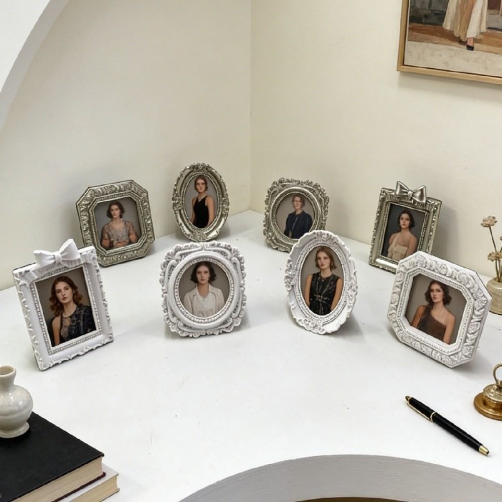 Antike Bilderrahmen-Ornamente Harz-Foto-Display-Halter Barockstil-Bilderrahmen Wohnzimmer