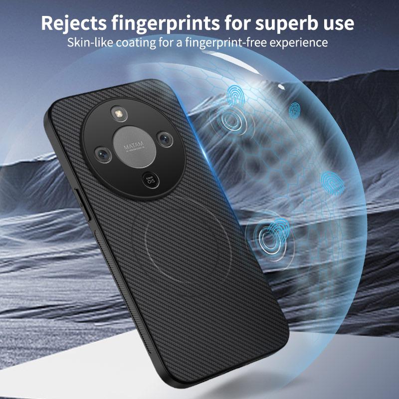 Luxuriöse schwarze Silikon-Matte Handyhülle für Honor X60 Pro X70 Kohlefaser-Rückseite für Honor X70 Magnetische weiche Bumper-Hülle