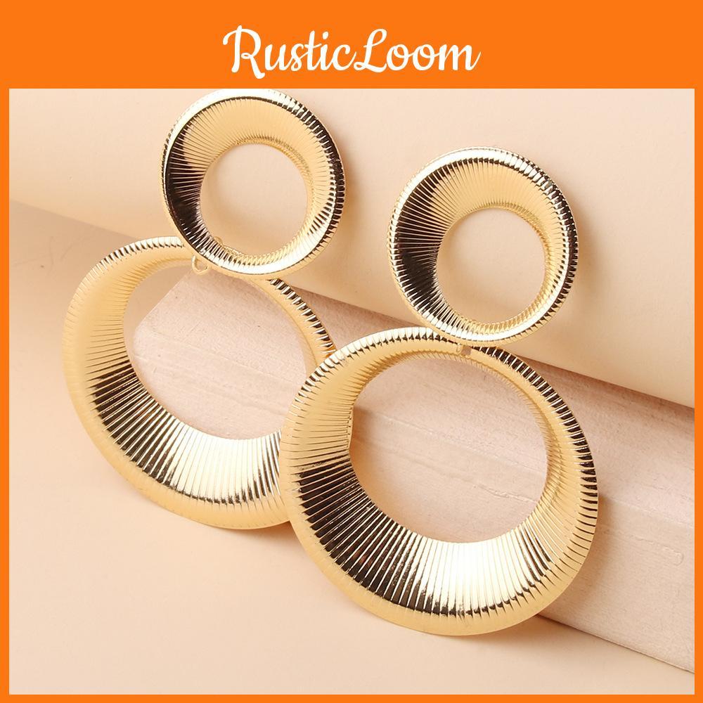 Earrings Elegant Metal With Geometric Shape And Gold Finish For Women Gift