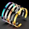 Women's Adjustable Titanium Steel C-Shaped Open Bracelet, 6mm Wide, Colorfast Stainless Steel Jewelry
