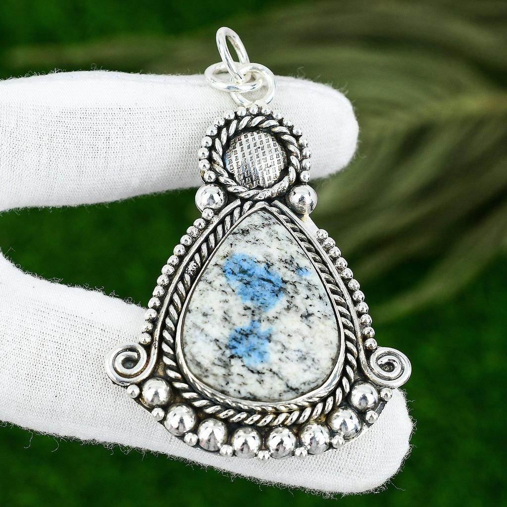 925 Silver Pear K2 Jasper Stone Bezel Elegant Handcrafted Mother Pendant Jewelry