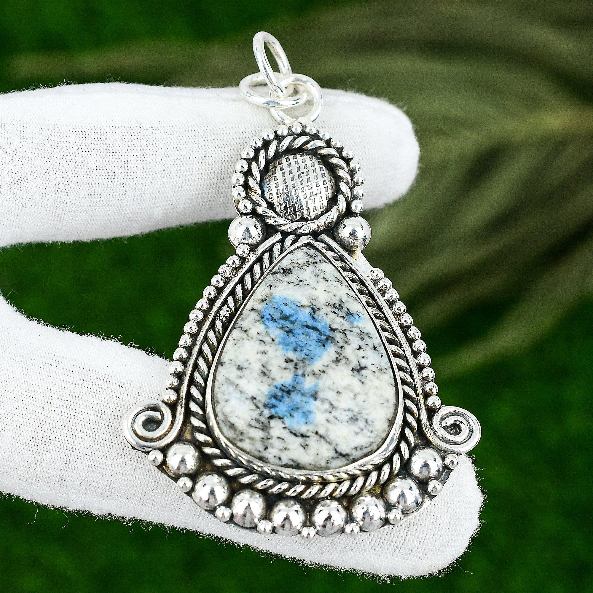 

925 Silver Pear K2 Jasper Stone Bezel Elegant Handcrafted Mother Pendant Jewelry