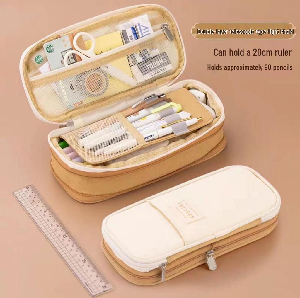 Large-Capacity Dirt-Resistant Pencil Case for Primary and Junior High School Girls - Stylish and Simple Design