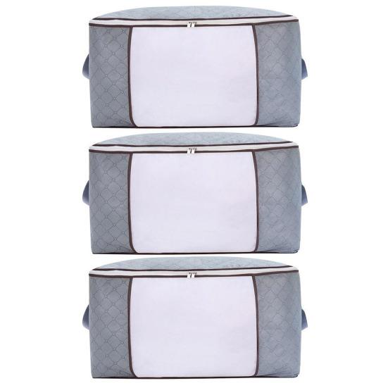 Clothes Storage Bin Foldable Storage Bag with Dual Zippers Closet Organizer with Handles for Clothing Blanket Comforters Bed Sheets Pillows