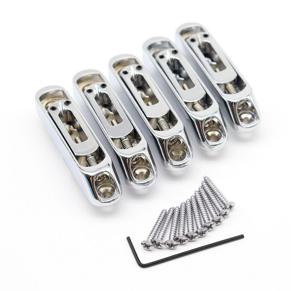 

5 Pcs Guitar Bridge Sadlles Single Individual Bridge Saddles Tailpiece Set for 5 String Electric Guitar Parts