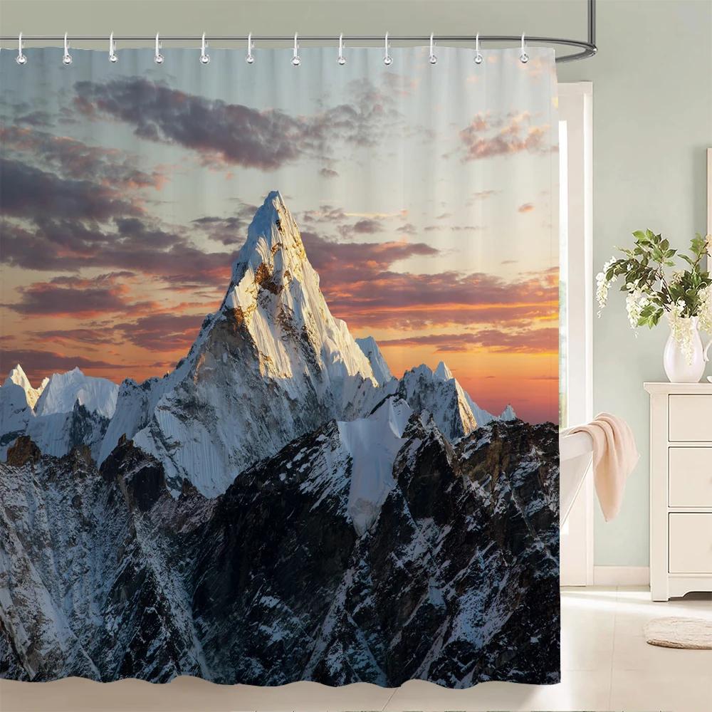 3d Printed Natural Mountains Forest Landscape Shower Curtain Polyester Fabric Waterproof Bathroom Curtains With Hooks 180*180