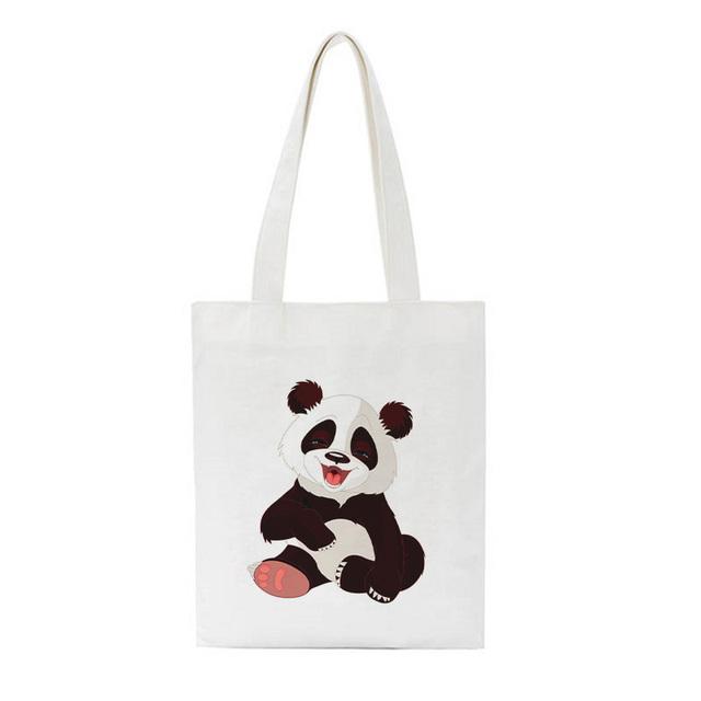 Panda Cartoon China Cute National Treasure Shoulder Canvas Bags Harajuku Casual Crossbody Bag Big Handbag Street Women Bag Purse