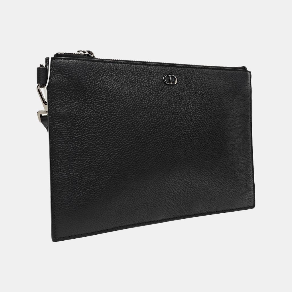 [Pre-Owned] Cd Icon Logo Zip A5 Grain Leather Wallet Clutch - Excellent #WL1RC1