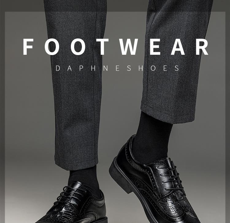 Retro Fashion Men's Leather Shoes Lace-Up Youth Brock Leather Shoes Business Wedding Leather Shoes Low Top Breathable Casual Shoes