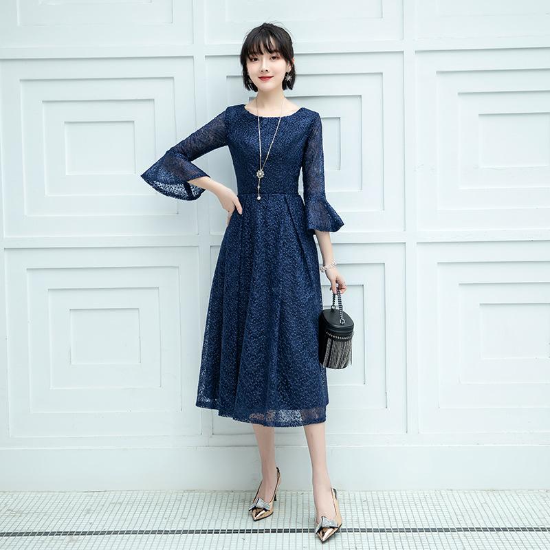 

New evening dress slim host medium and long slim dress XXXL Темно-синій