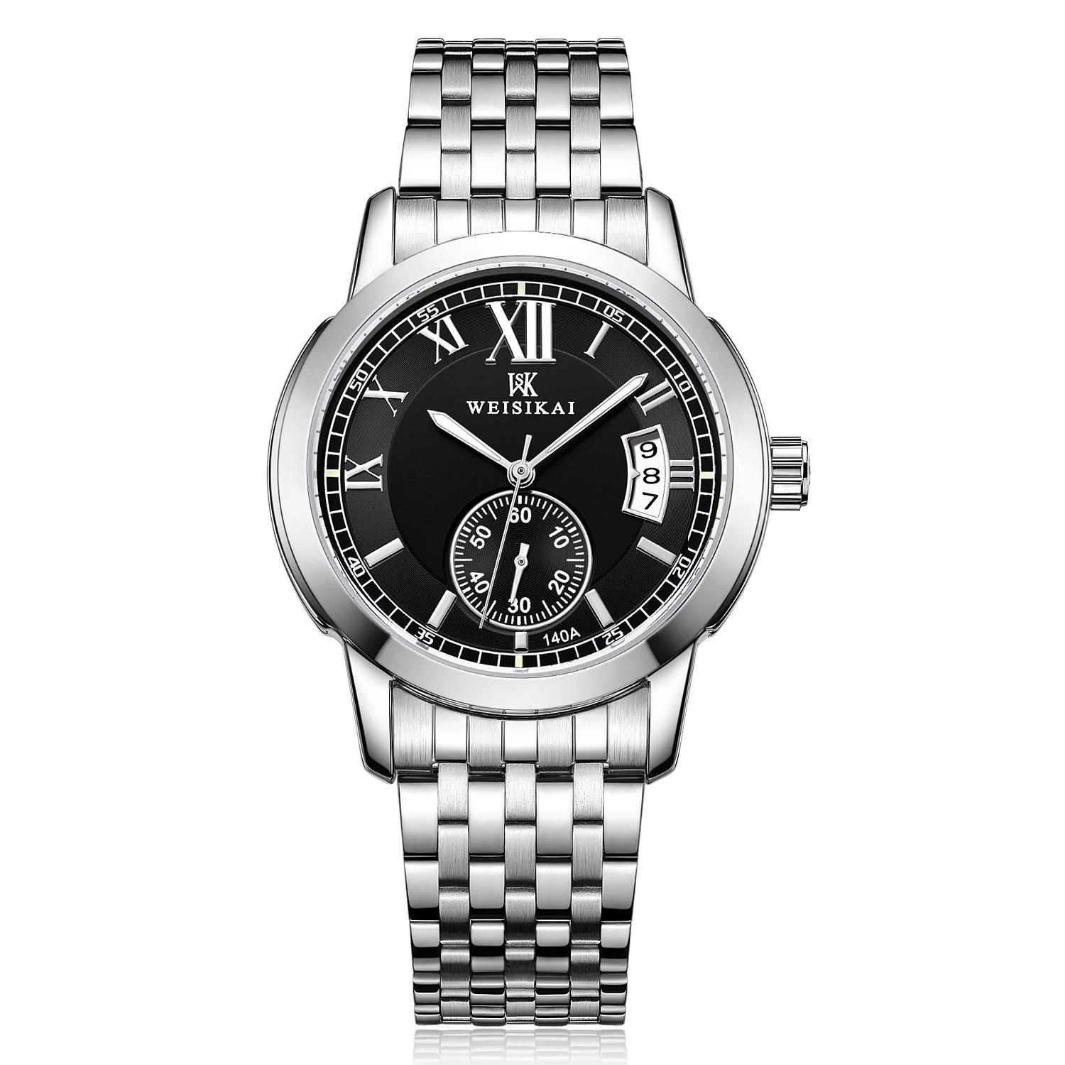 

WEISIKAI 140A Мужские часы Новые роскошные мужские часы высшего бренда с коробкой Водонепроницаемые светящиеся календари Автоматические мужские механические часы чёрный