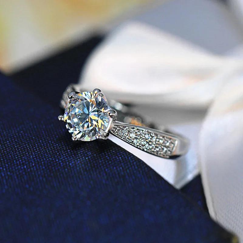 Classic Female Rings 925 Silver 6 Claws Moissanite Rings for Women Promise Love Zircon Engagement Wedding Jewelry Gift