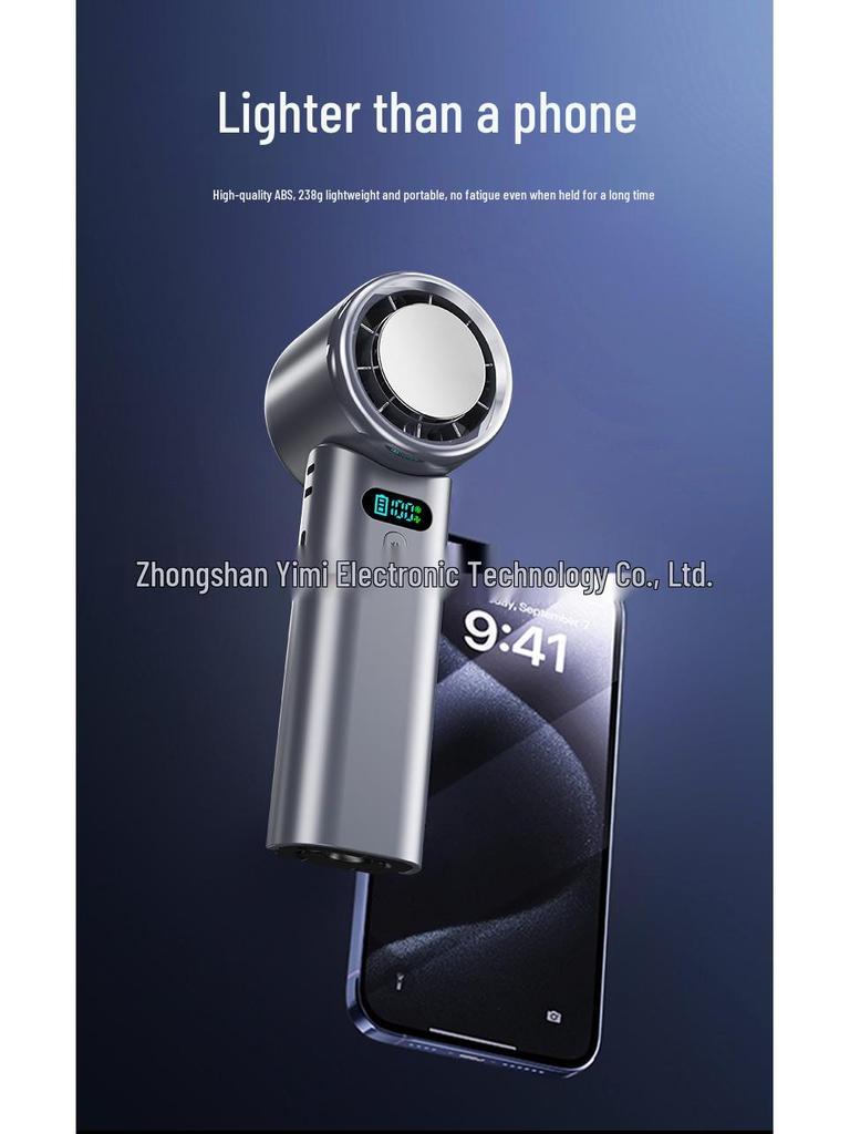 2026 Foldable High-Speed Handheld Fan: 100 Speeds, Ice Pack, USB Charging, Portable Hanging Design for Outdoor Use.