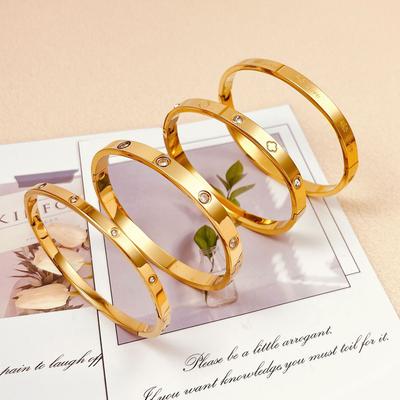 Bracelet with Engraved Pattern, Trendy Bracelet, Fashionable and Versatile New Style Hand Jewelry