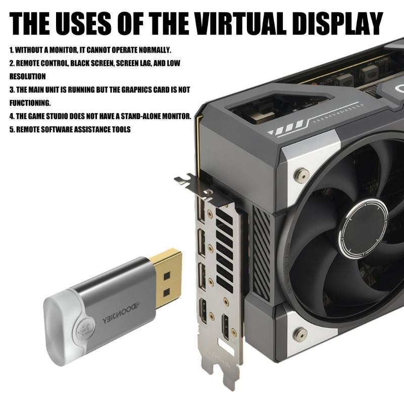 DP Virtuelle Display-Emulatoren Stecker Geeignet für Mehrfachmonitor-Setups mit 4K-Auflösungsunterstützung auf Laptops und Desktops