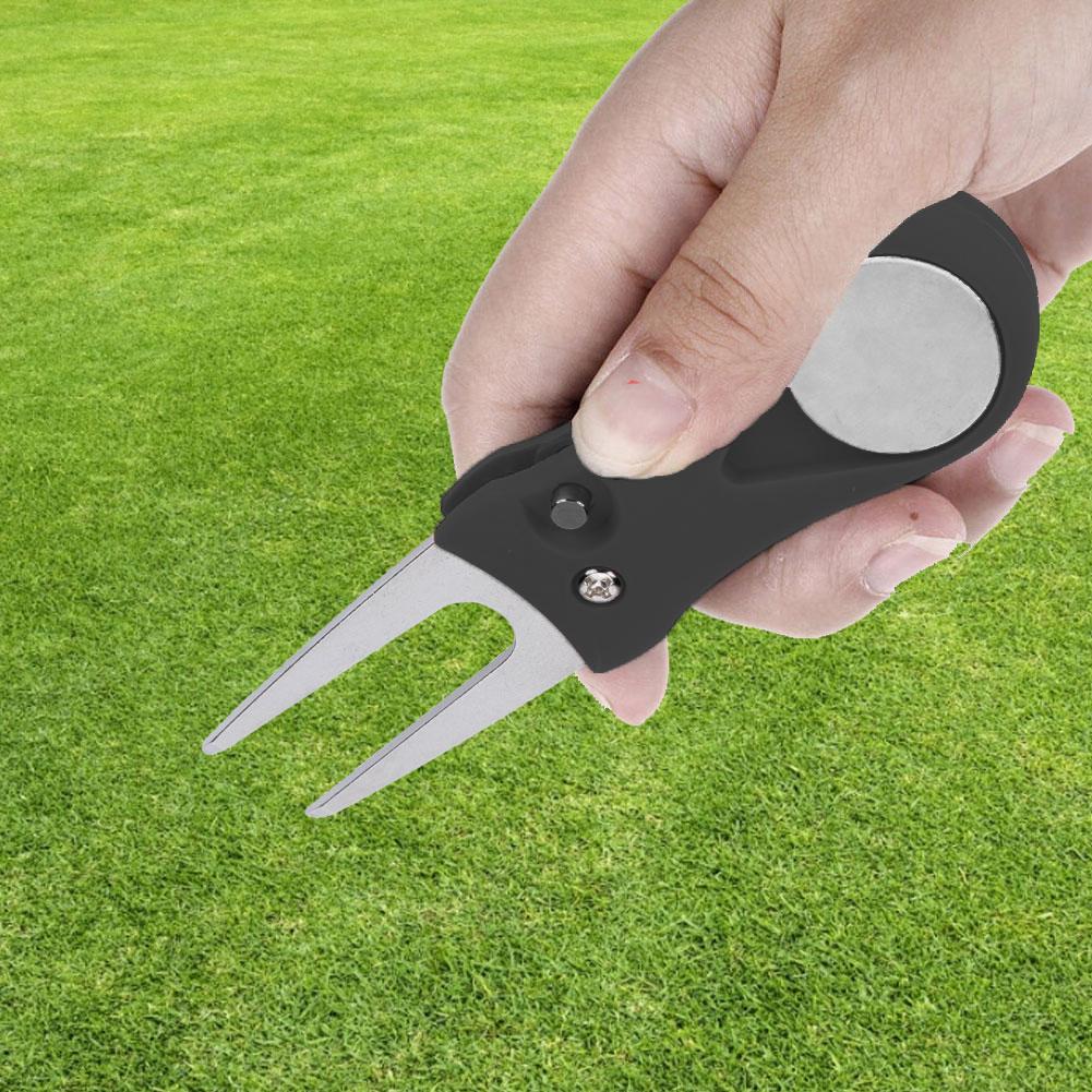 Portable Golf Green Divot Repair Tool Folding Ball Fork Lawn Repairing Golfer Practicing