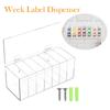 7-facks Förvaringslåda Veckodagsetikettdispenser Akryl Väggmonterad Genomskinlig Låda Mångsidig Etikettrulle-dispenser för Hem Skola Kontor