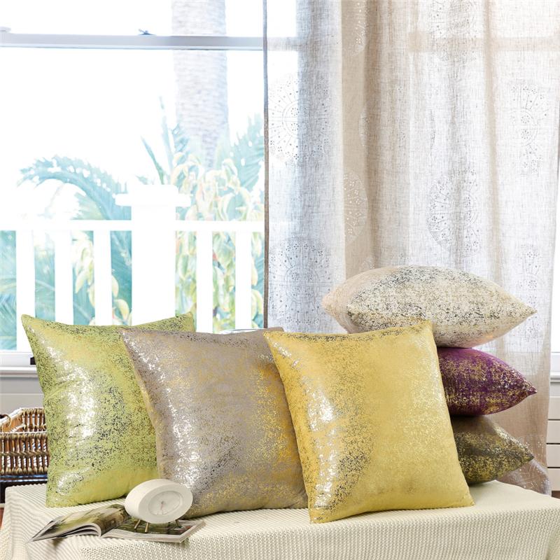 45x45cm Hot Gold Bronzing Suede Solid Sofa Cushion Cover Throw Pillow Case Home Living Room Decoration