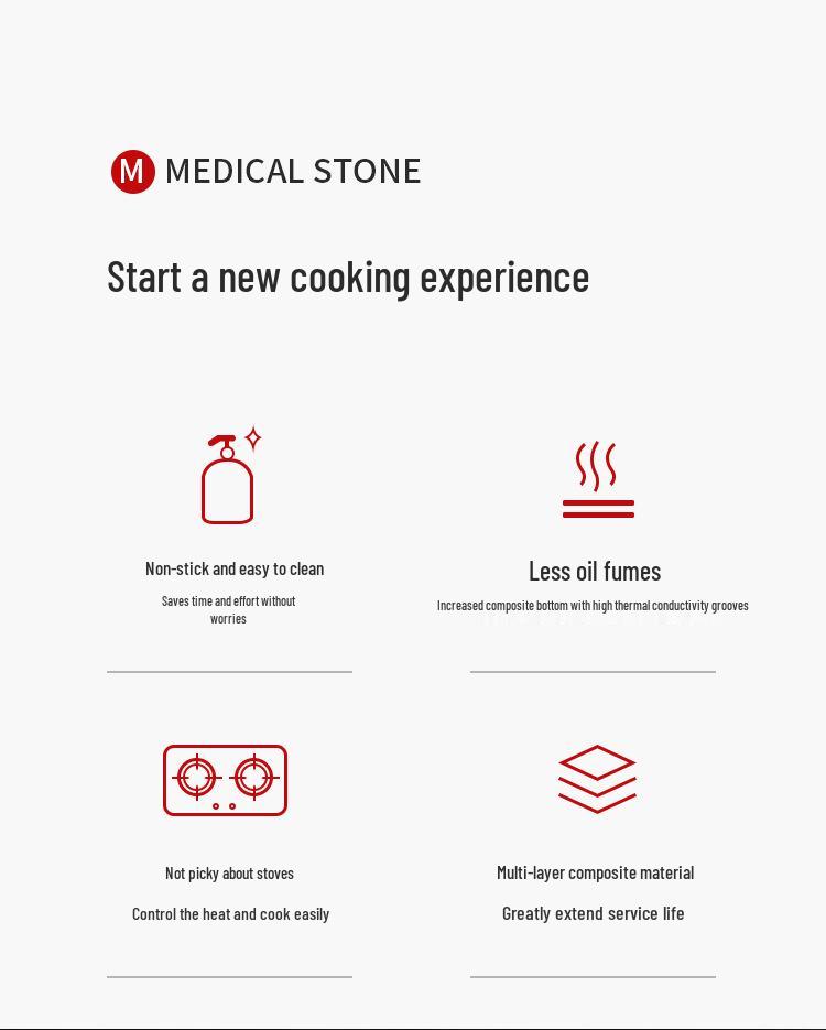 Sartén Multifuncional Antiadherente de Piedra Maifan para Cocinas de Gas e Inducción