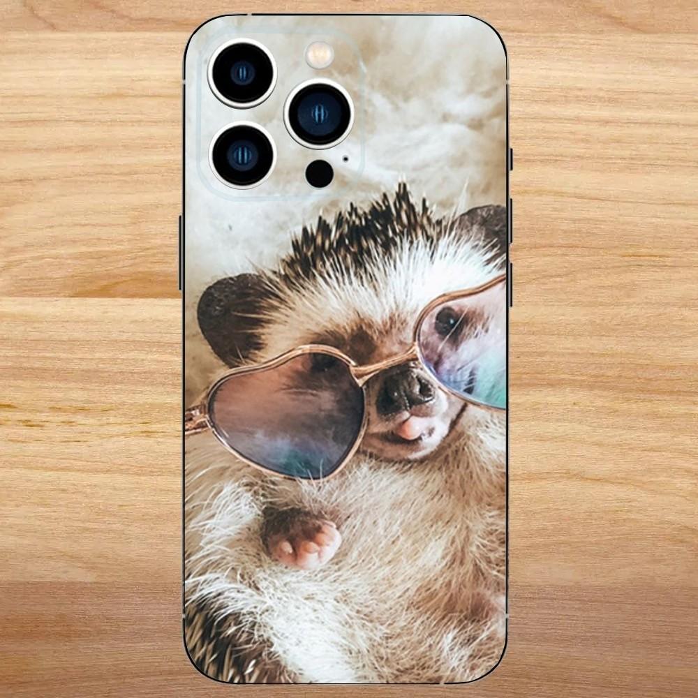 Hedgehog animal Phone Case For iPhone 16,15,14,13,12,11,Mini,Pro,SE,MAX White Matte Shockproof Cover
