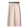 Apricot Midi Bodycon Skirt Women 2025: High Waist, Mid-Length Slit for Spring/Autumn