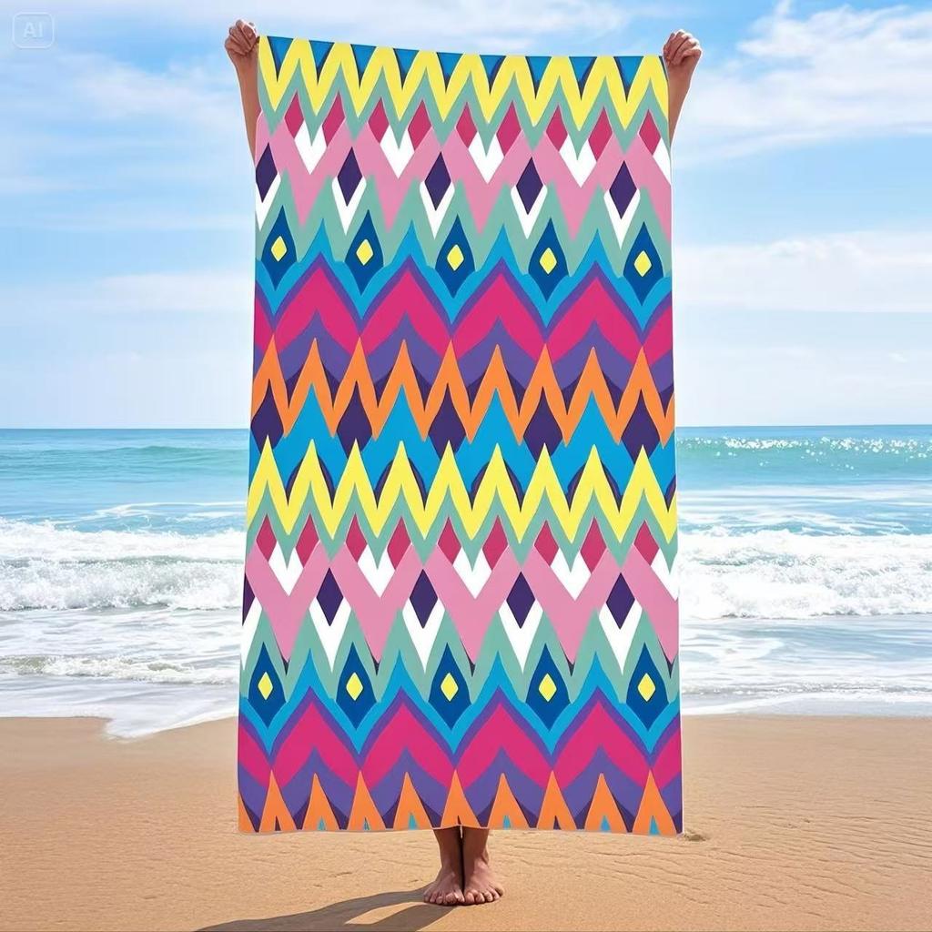 Neon Flower Peace Sign Love BFF Polyester Beach Towel Quick Dry Sand Free Bath Towel for Summer Pool Travel BFF Gift