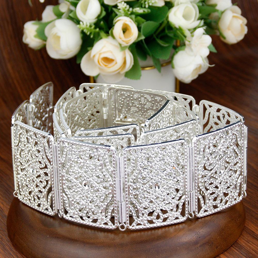 Goldfarbener schicker Kristallgürtel für Frauen, Braut, Hochzeitskleid, Metall-Taillenkettengürtel